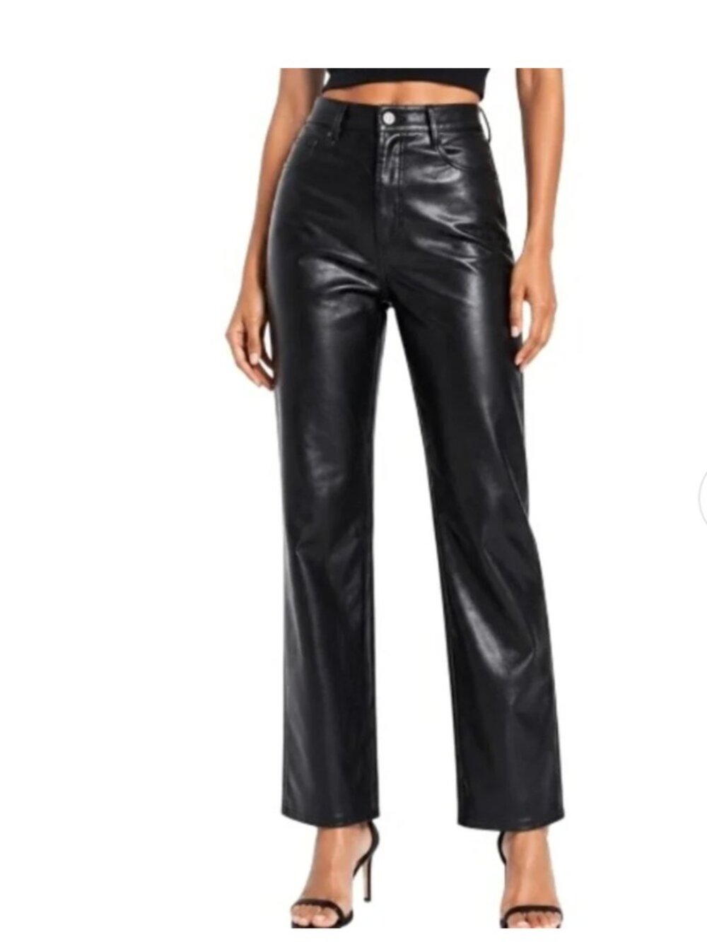 Aritzia Wilfred Black Vegan Leather Straight Leg Pants Size 4